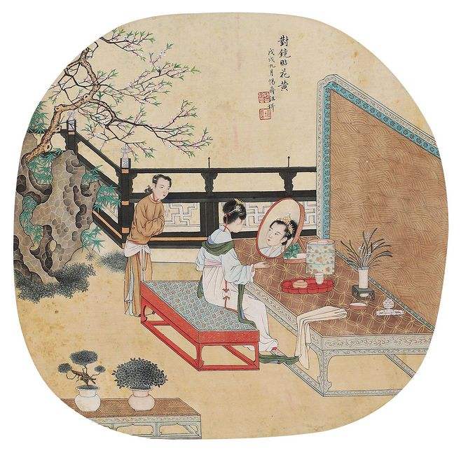 對(duì)鏡貼花黃